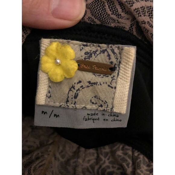 Free People Black Blush Lace Velvet Sleeveless Waist Tie Dress Women's Size M - Picture 11 of 11